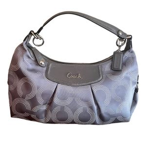 COACH Vintage Ashley Dotted Op Art Jacquard & Leather Gray